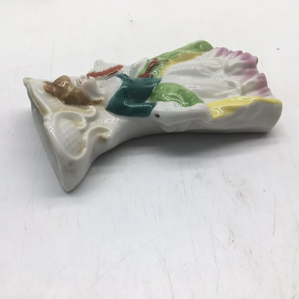 Vintage Japan Wall Pocket Porcelain Lady Figurine Wall Vase Victorian Decor